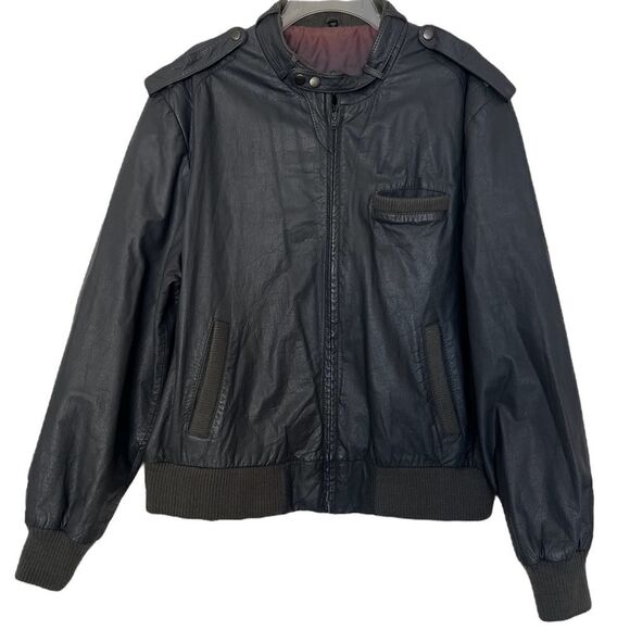 Cooper Vintage Bomber Jacket Gray Leather Flight Aviator Epaulettes Men’s 46 - Picture 12 of 12